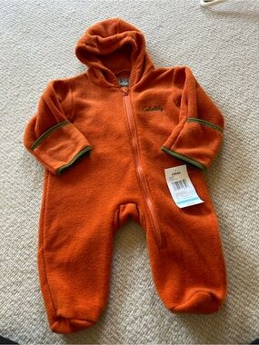 Cabela's Orange Hooded Fleece Footed One-Piece with Green Trim
